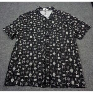 Disney Parks Star Wars Shirt Mens XL Black Millennium Falcon Ships Vented Button